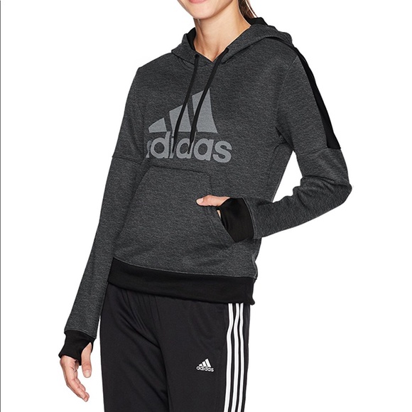 adidas Tops - Adidas Black & Gray Hoodie Sweatshirt